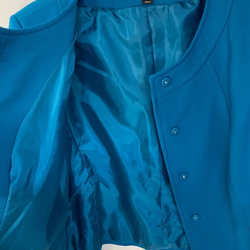 Tahari Women's Teal Blazer with Black Buttons 3/4 Sleeves Size 16W - Picture 8 of 9